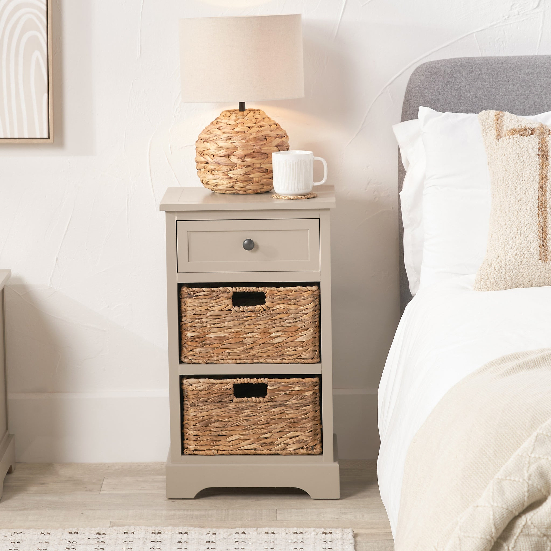 Devonshire Putty Pine Wood 3 Drawer Bedside from Roseland Furniture