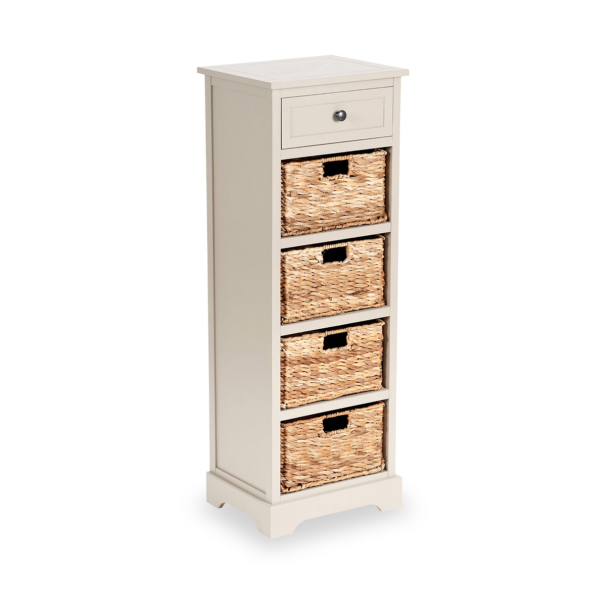 Devonshire Putty Wood 1 Drawer 4 Basket Tall Unit from Roseland Furniture