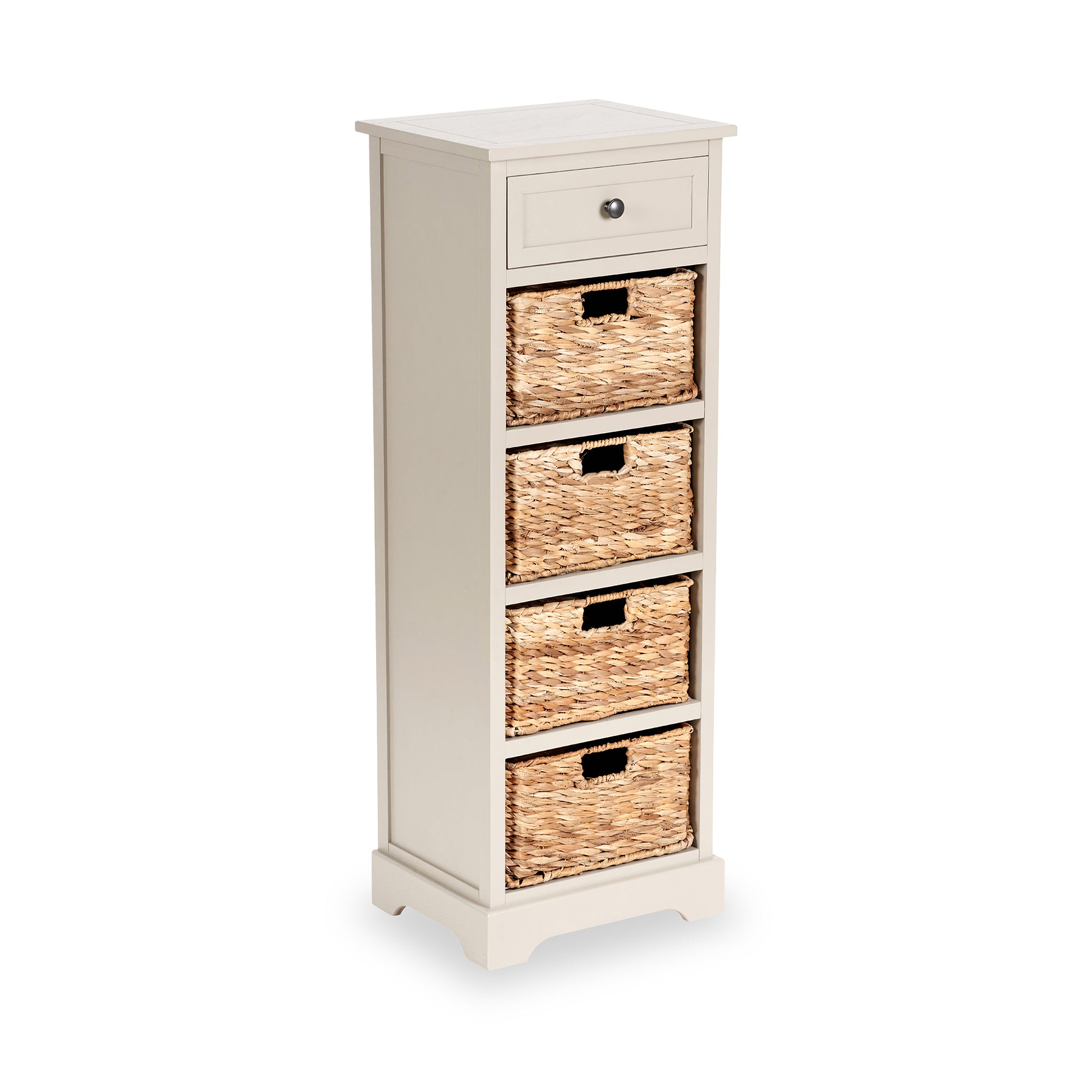 Devonshire Putty Wood 1 Drawer 4 Basket Tall Unit from Roseland Furniture