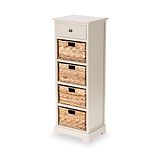 Devonshire Putty Wood 1 Drawer 4 Basket Tall Unit from Roseland Furniture