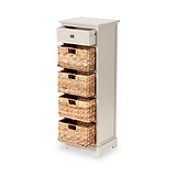 Devonshire Putty Wood 1 Drawer 4 Basket Tall Unit from Roseland Furniture
