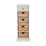 Devonshire Putty Wood 1 Drawer 4 Basket Tall Unit from Roseland Furniture