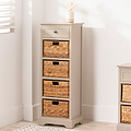Devonshire Putty Wood 1 Drawer 4 Basket Tall Unit from Roseland Furniture