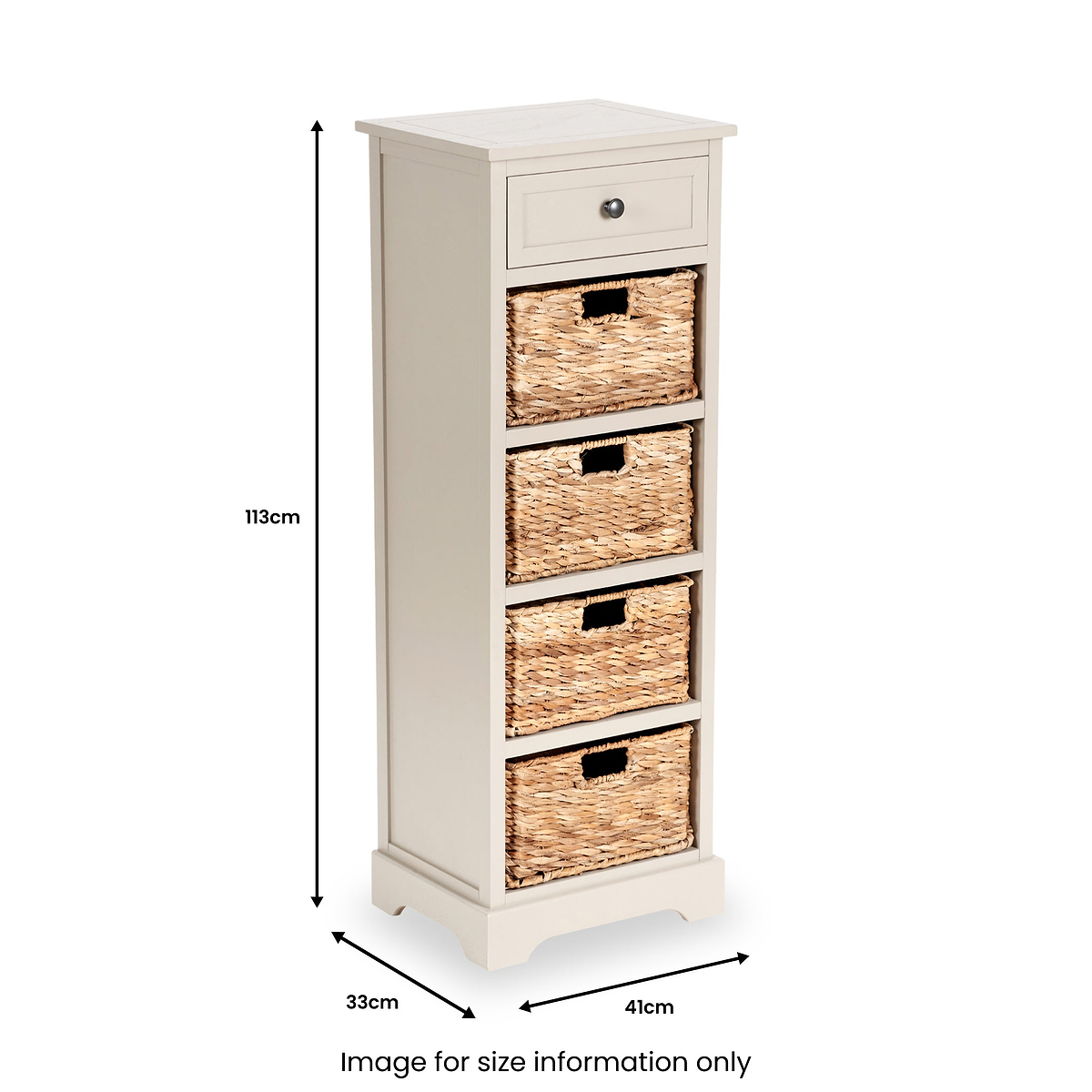 Devonshire Putty Wood 1 Drawer 4 Basket Tall Unit from Roseland Furniture