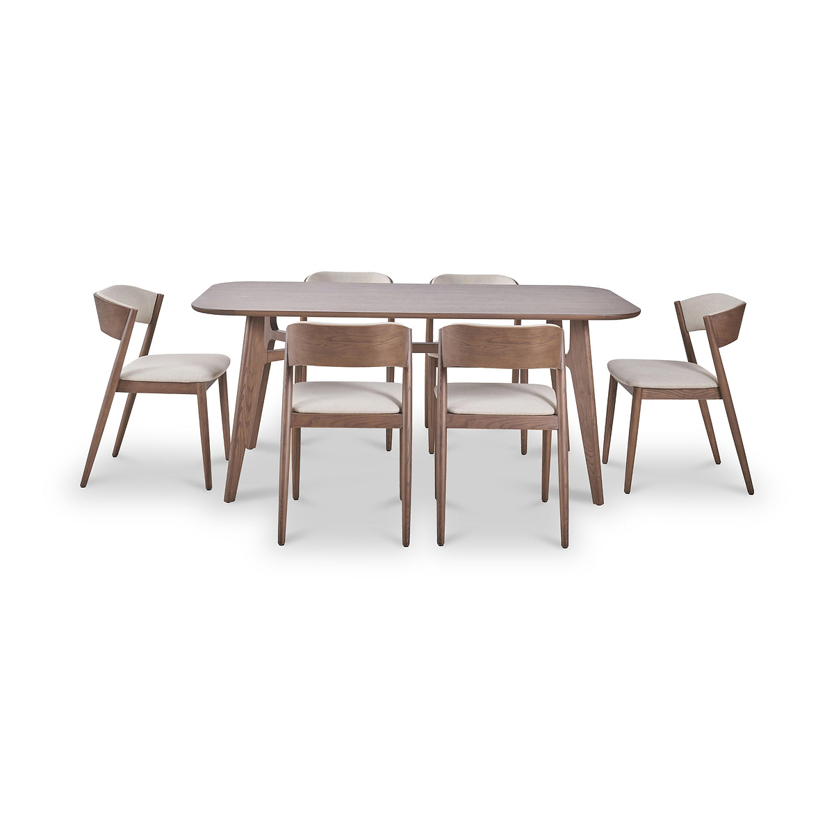 Elias Dark Ash Wood Dining Table and 6 Chairs from Roseland Furniture