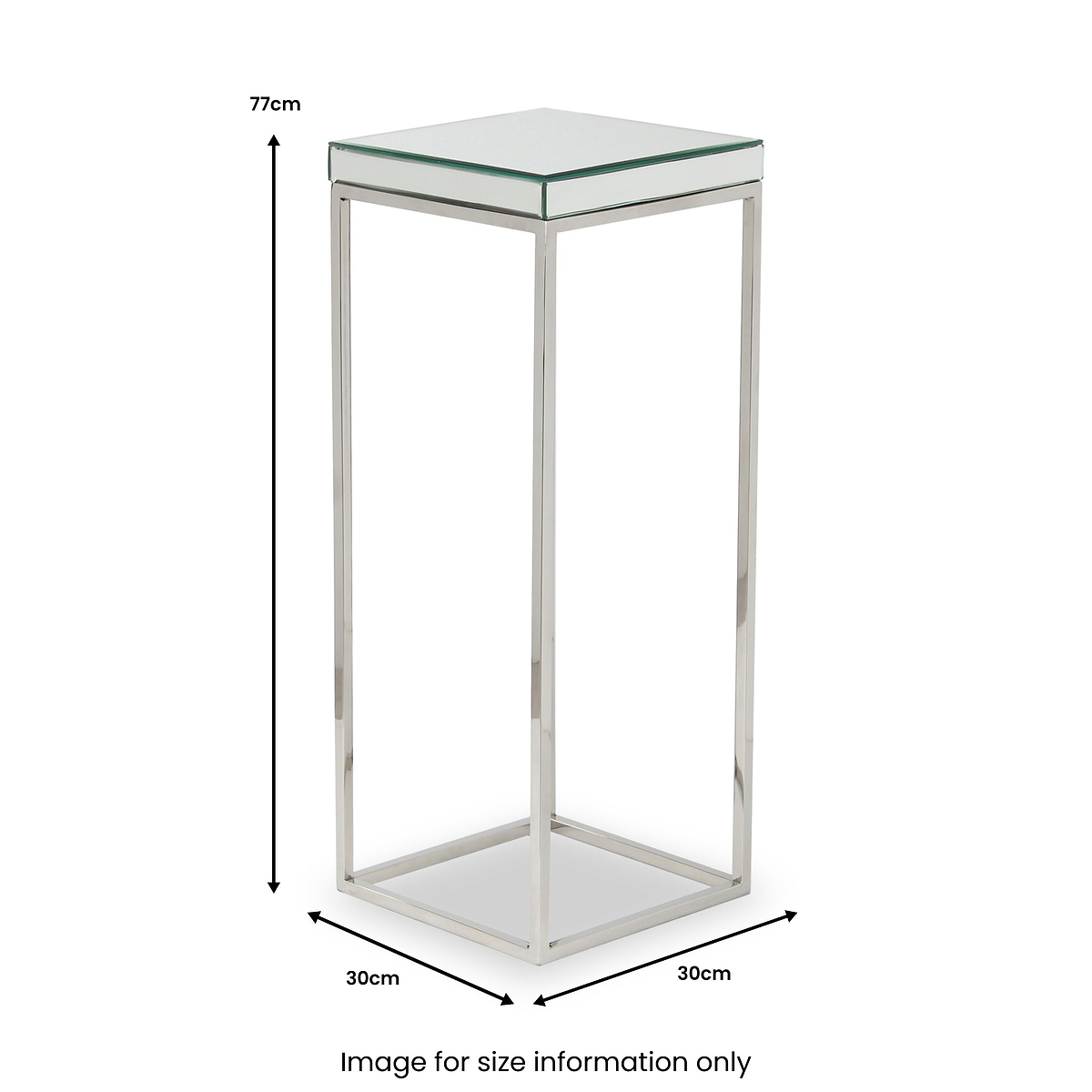 Elysee Mirrored Glass and Metal Square Side Table from Roseland Furniture
