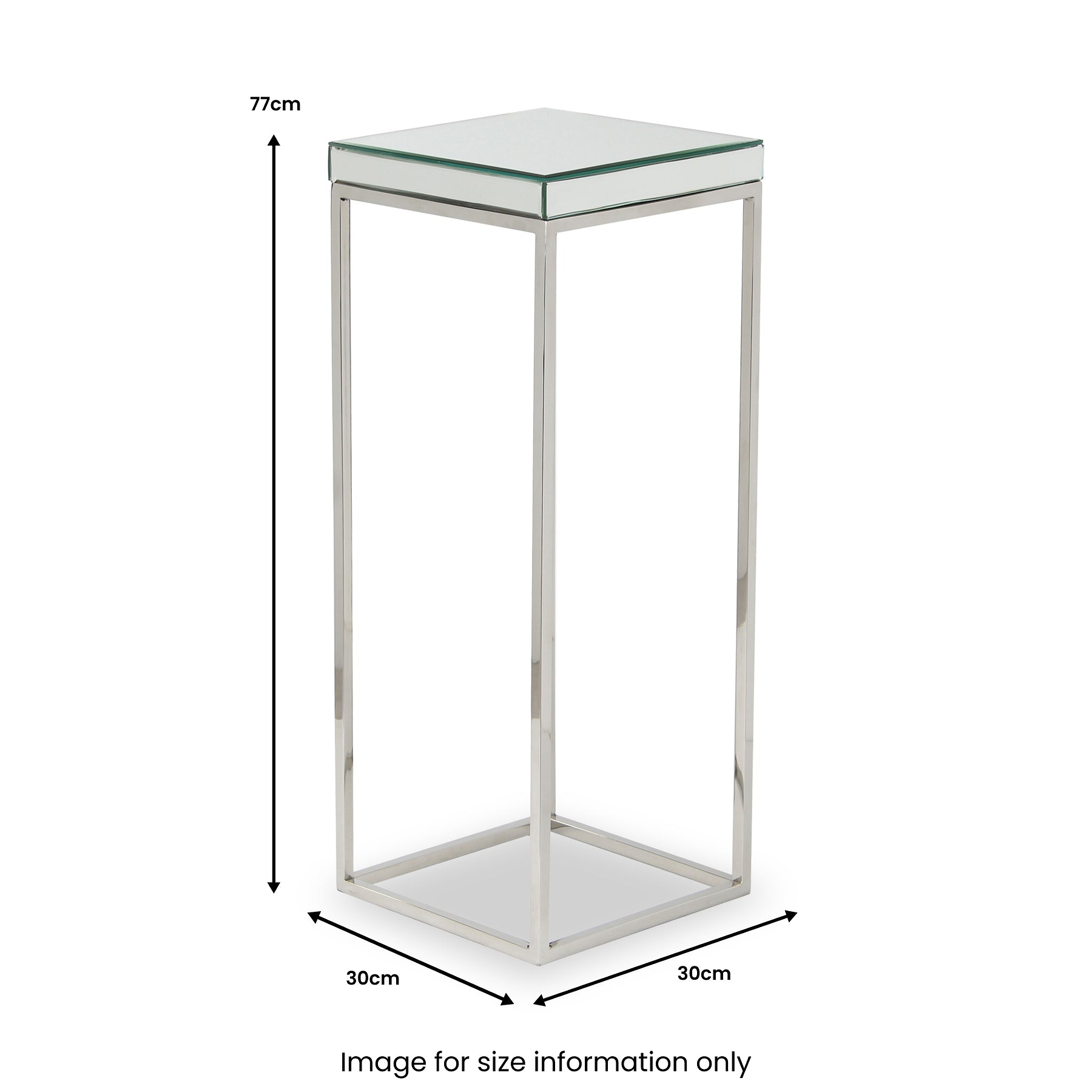 Elysee Mirrored Glass and Metal Square Side Table from Roseland Furniture