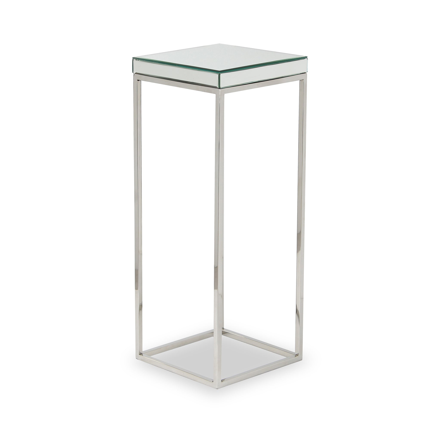 Elysee Mirrored Glass and Metal Square Side Table from Roseland Furniture