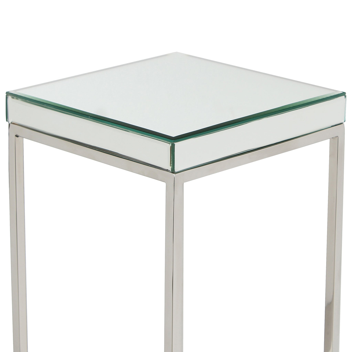 Elysee Mirrored Glass and Metal Square Side Table from Roseland Furniture