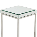 Elysee Mirrored Glass and Metal Square Side Table from Roseland Furniture