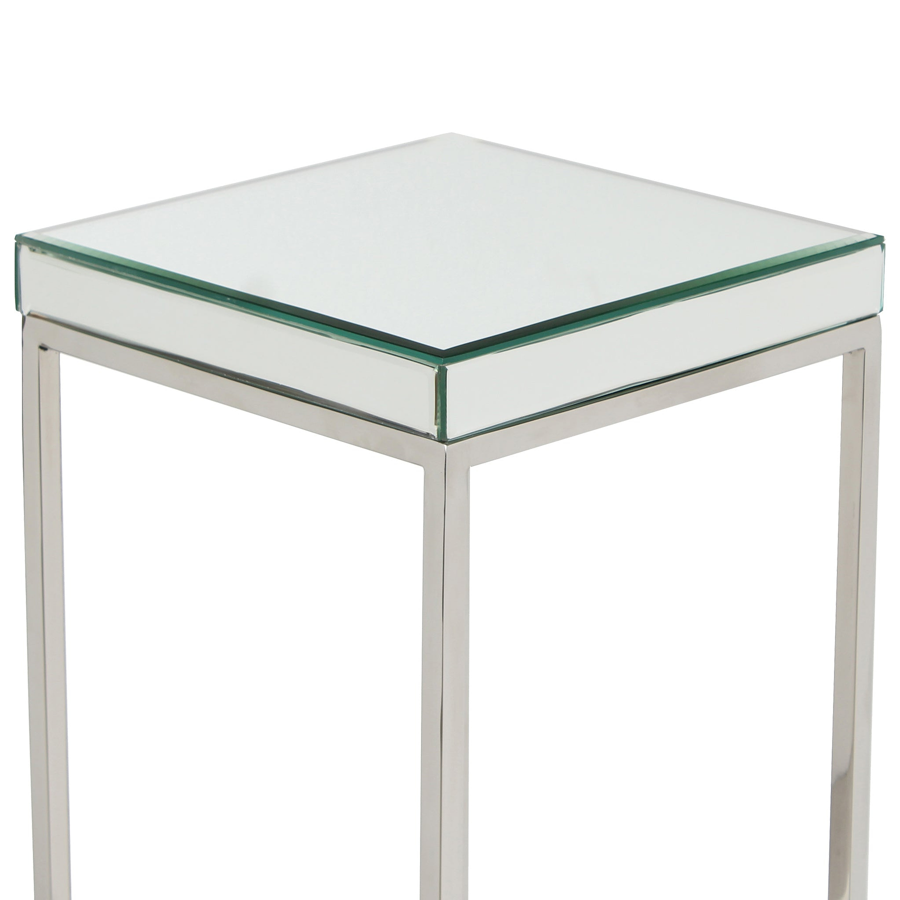 Elysee Mirrored Glass and Metal Square Side Table from Roseland Furniture