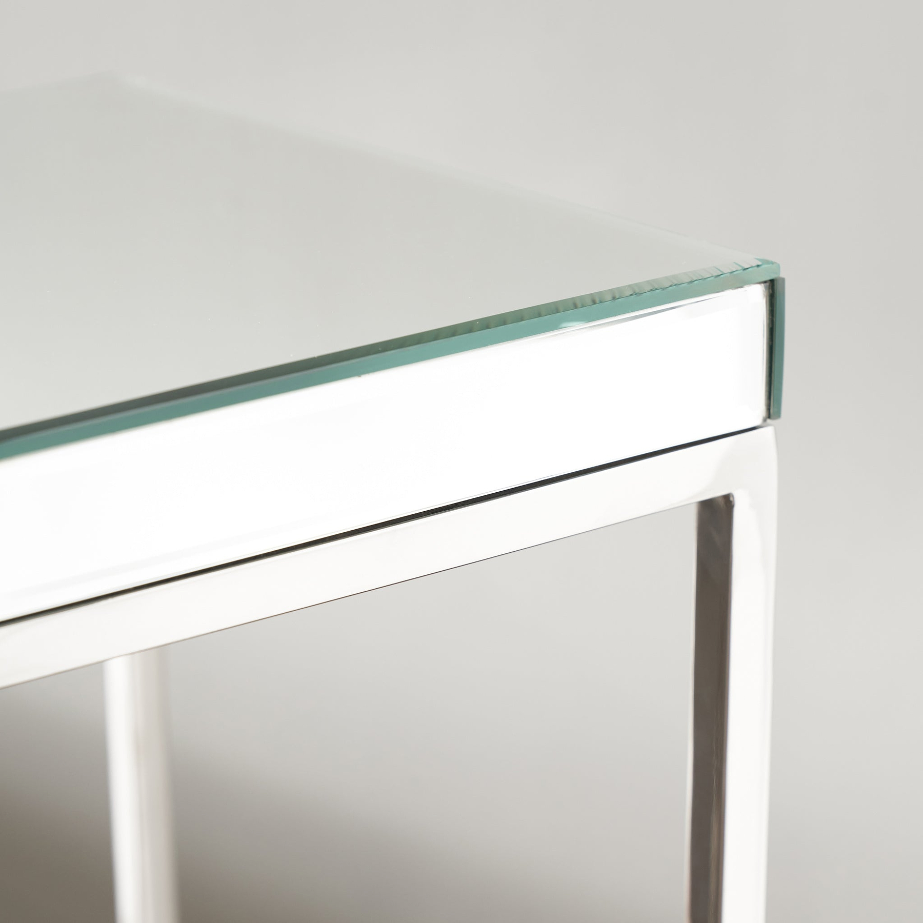 Elysee Mirrored Glass and Metal Square Side Table from Roseland Furniture