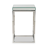 Elysee Mirrored Glass and Metal Small Side Table from Roseland Furniture
