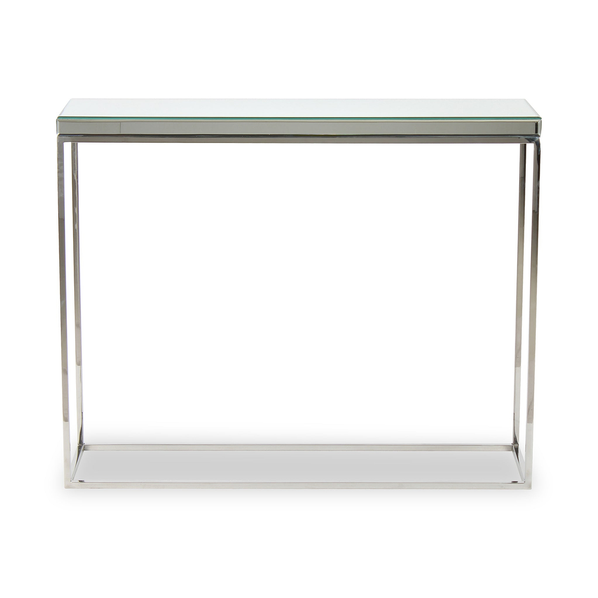 Elysee Mirrored Glass and Silver Metal Console Table from Roseland Furniture