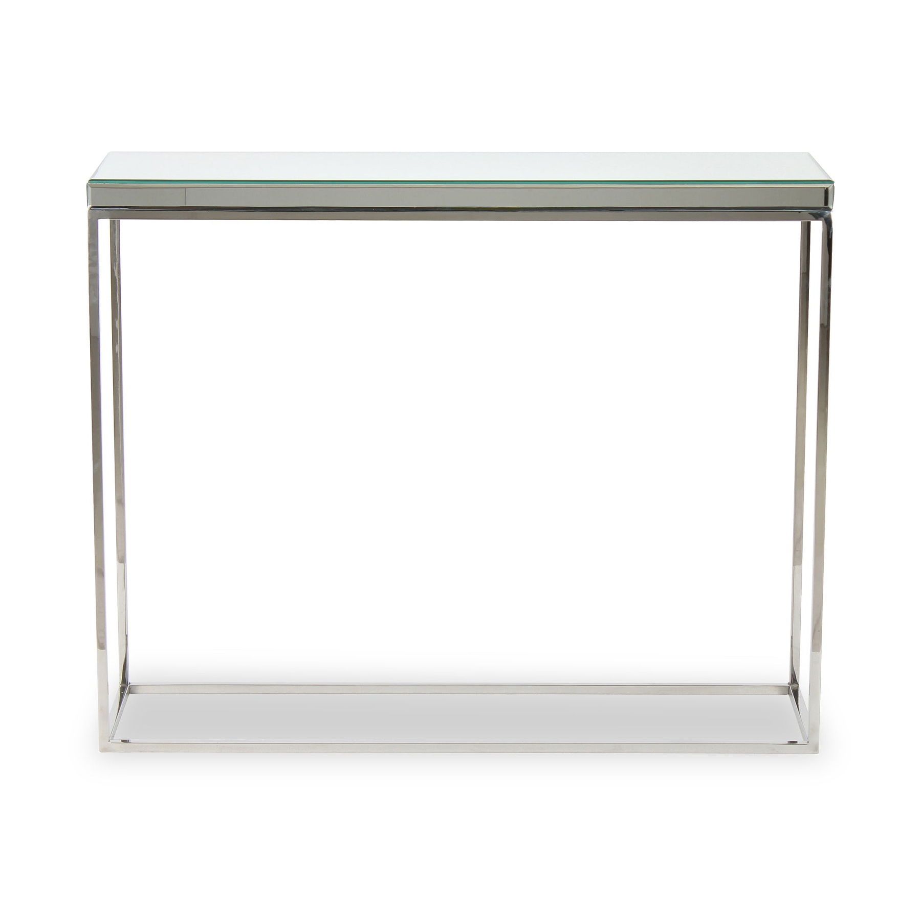 Elysee Mirrored Glass and Silver Metal Console Table from Roseland Furniture
