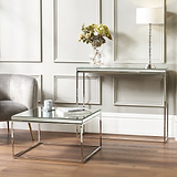 Elysee Mirrored Glass and Silver Metal Console Table from Roseland Furniture