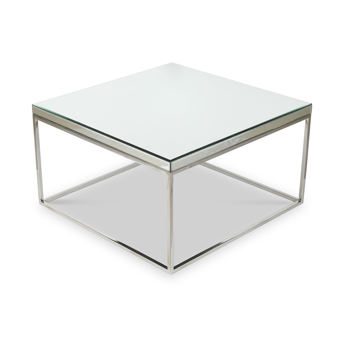 Elysee Mirrored Glass and Silver Square Coffee Table from Roseland Furniture