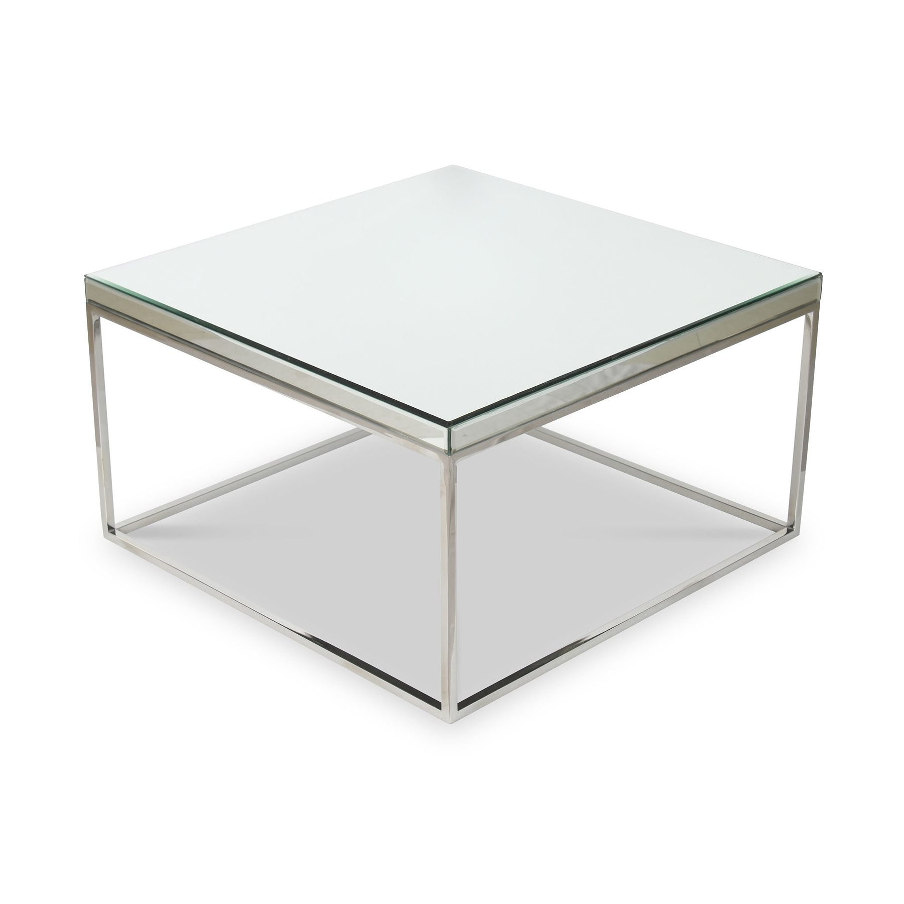Elysee Mirrored Glass and Silver Square Coffee Table from Roseland Furniture