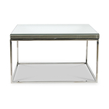 Elysee Mirrored Glass and Silver Square Coffee Table from Roseland Furniture