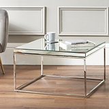 Elysee Mirrored Glass and Silver Square Coffee Table from Roseland Furniture
