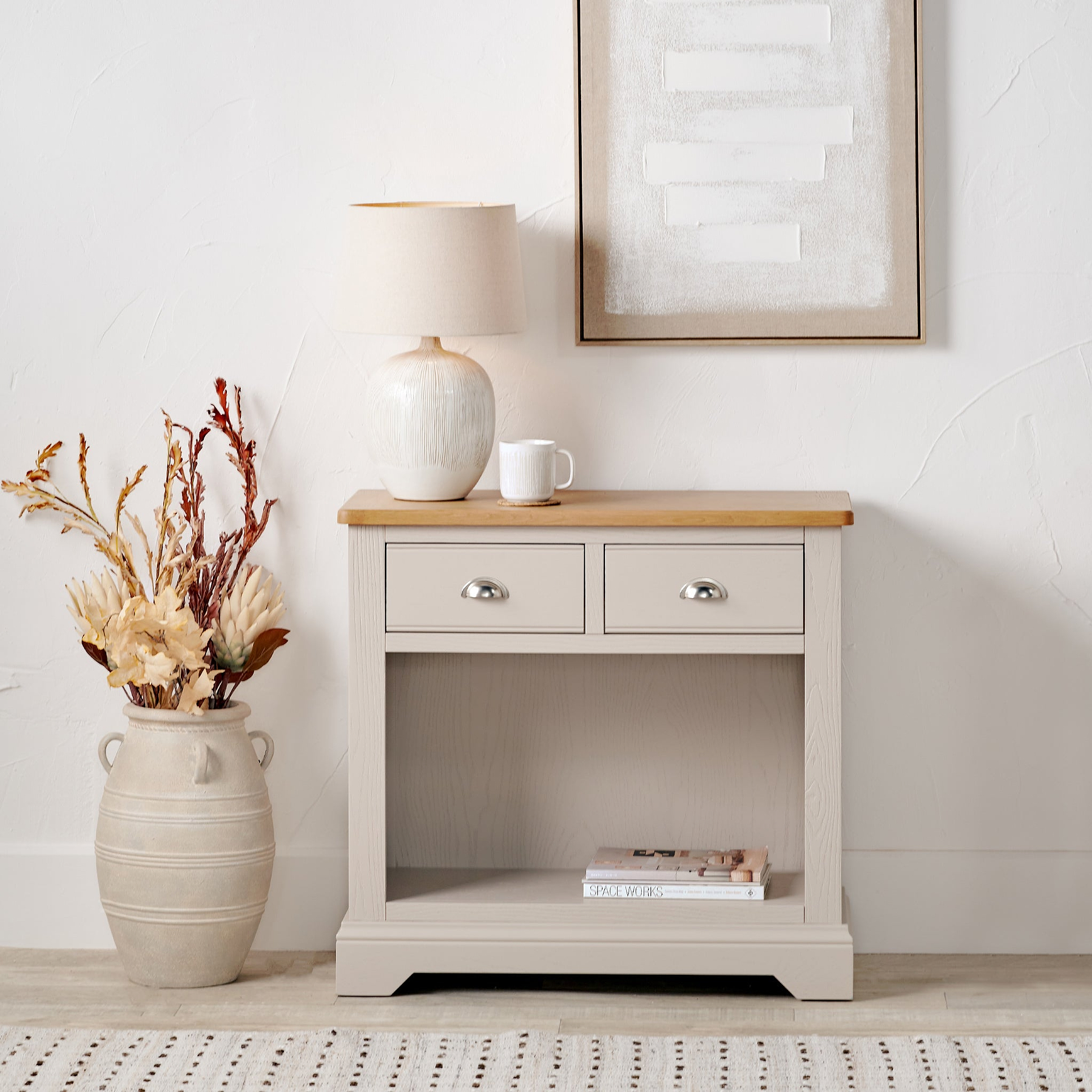 Fairford White Wood 2 Drawer Console Table from Roseland Furniture