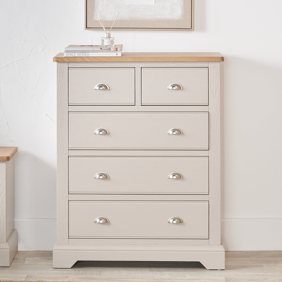 Fairford White Wood 5 Drawer from Roseland Furniture