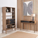 Gio Acacia Wood 2 Drawer 7 Niche Shelf Unit from Roseland Furniture