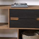 Gio Acacia Wood 2 Drawer 7 Niche Shelf Unit from Roseland Furniture