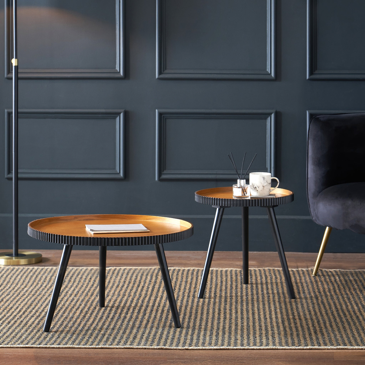 Hammond Natural and Black Wood Side Table from Roseland Furniture