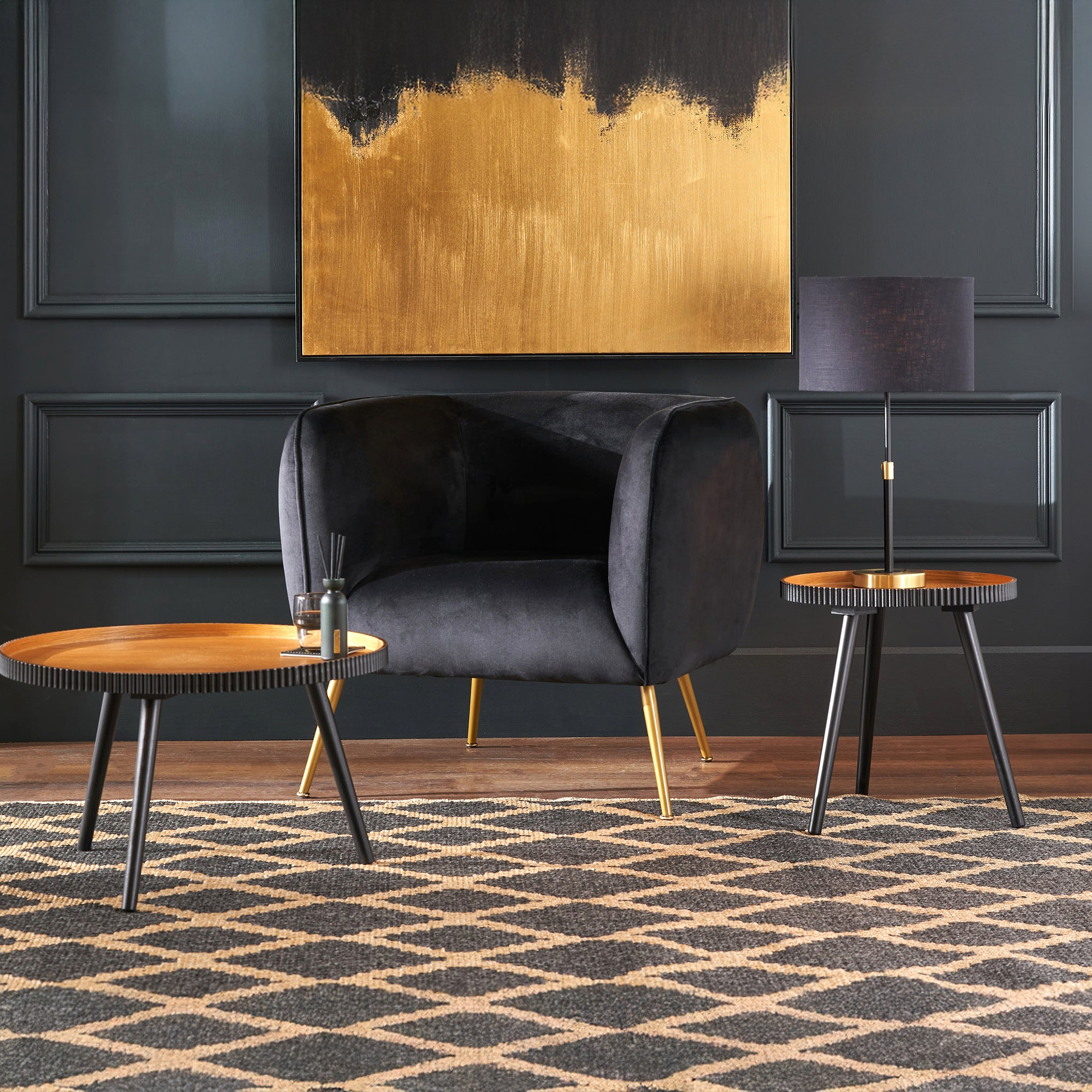 Hammond Natural and Black Wood Side Table from Roseland Furniture