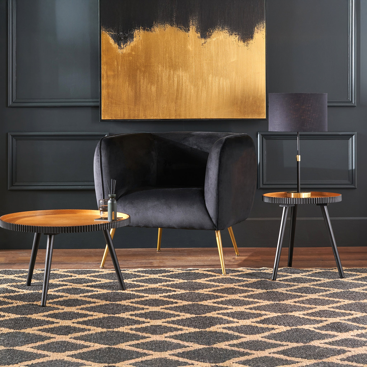 Hammond Natural and Black Wood Coffee Table from Roseland Furniture