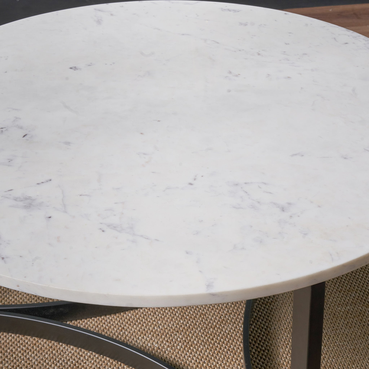 Hendrick White Marble and Black Metal Coffee Table from Roseland Furniture