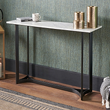 Hendrick White Marble and Black Metal Console Table from Roseland Furniture