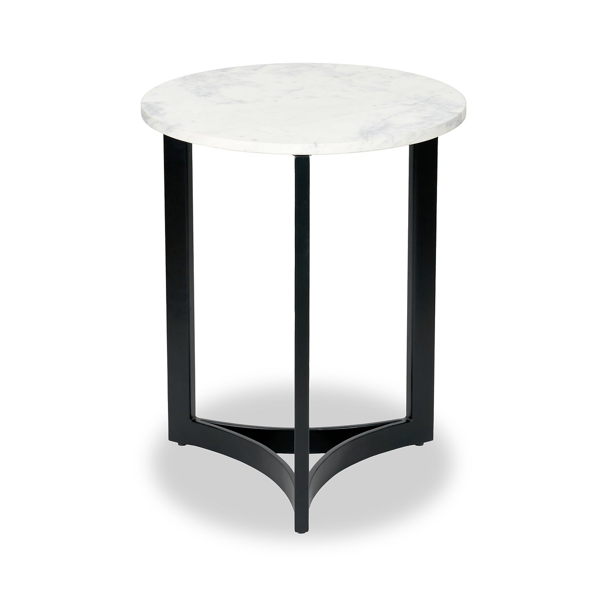 Hendrick White Marble and Black Metal Side Table from Roseland Furniture