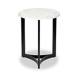 Hendrick White Marble and Black Metal Side Table from Roseland Furniture