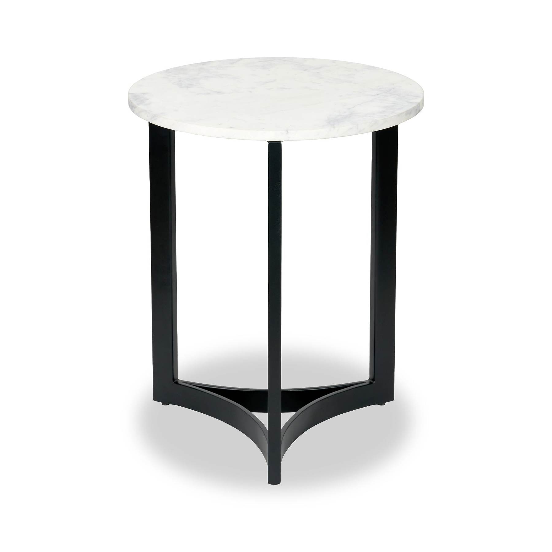 Hendrick White Marble and Black Metal Side Table from Roseland Furniture