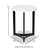 Hendrick White Marble and Black Metal Side Table from Roseland Furniture
