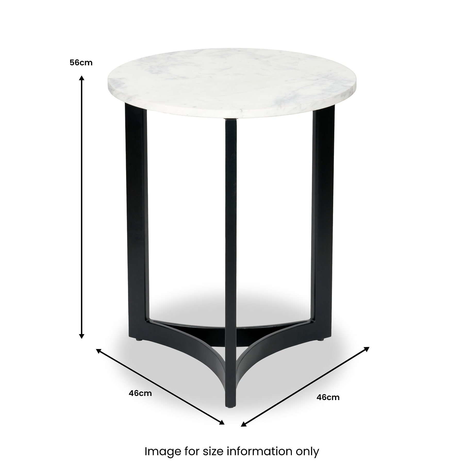 Hendrick White Marble and Black Metal Side Table from Roseland Furniture