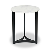 Hendrick White Marble and Black Metal Side Table from Roseland Furniture