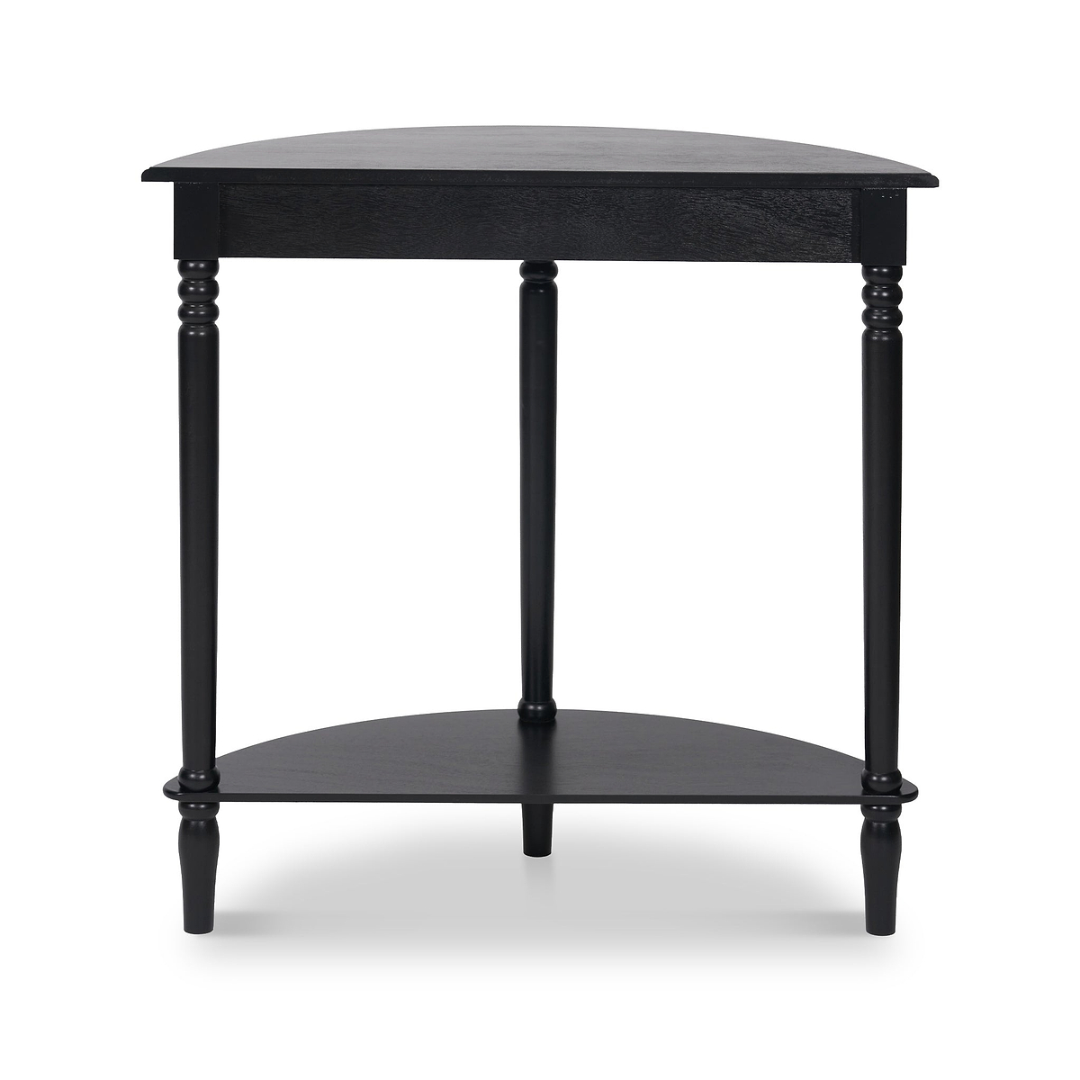 Heritage Black Pine Wood Half Moon Console Table Back1 from Roseland Furniture