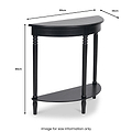 Heritage Black Pine Wood Half Moon Console Table Back1 from Roseland Furniture