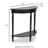 Heritage Black Pine Wood Half Moon Console Table Back1 from Roseland Furniture