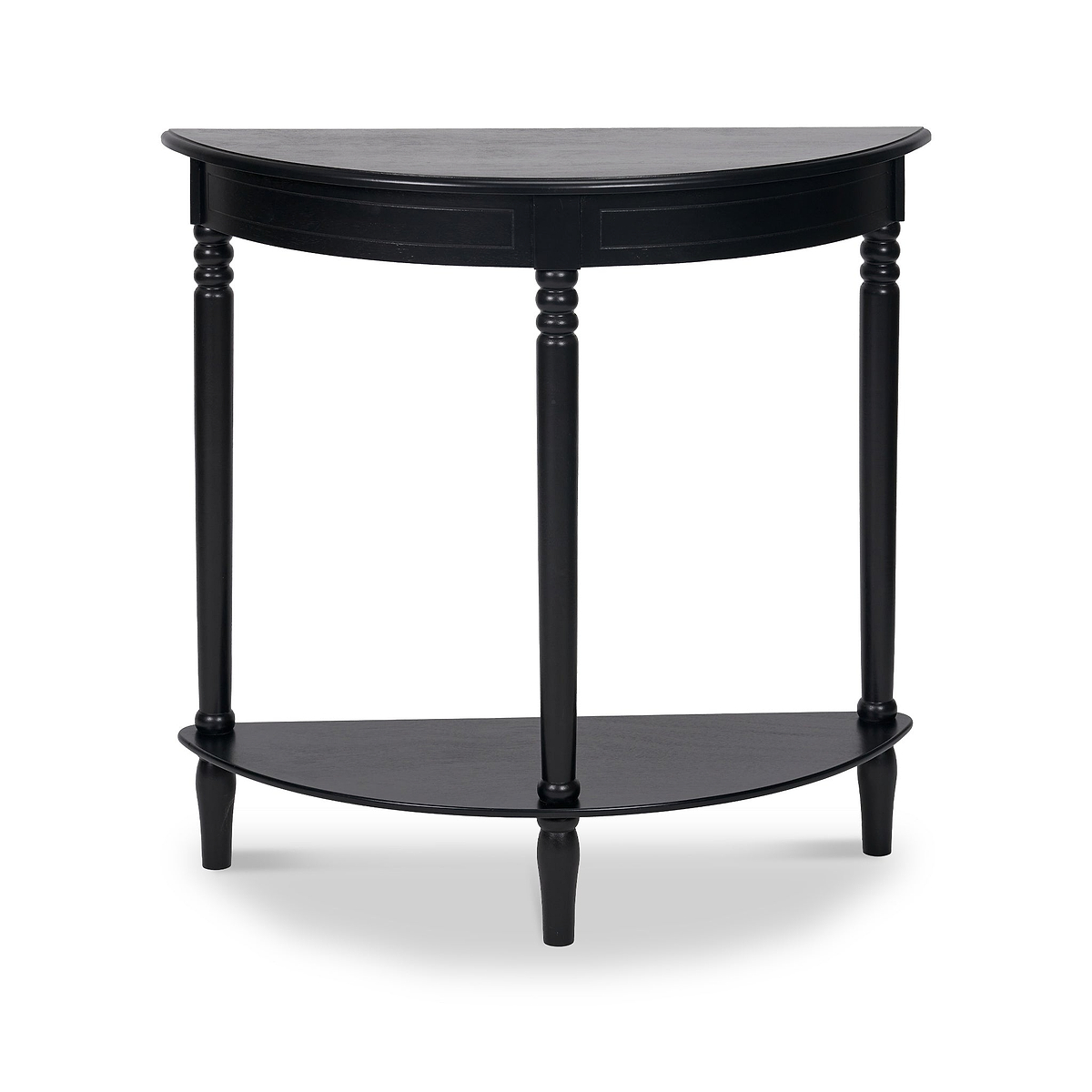 Heritage Black Pine Wood Half Moon Console Table Back1 from Roseland Furniture