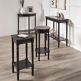 Heritage Black Pine Wood Half Moon Console Table Back1 from Roseland Furniture
