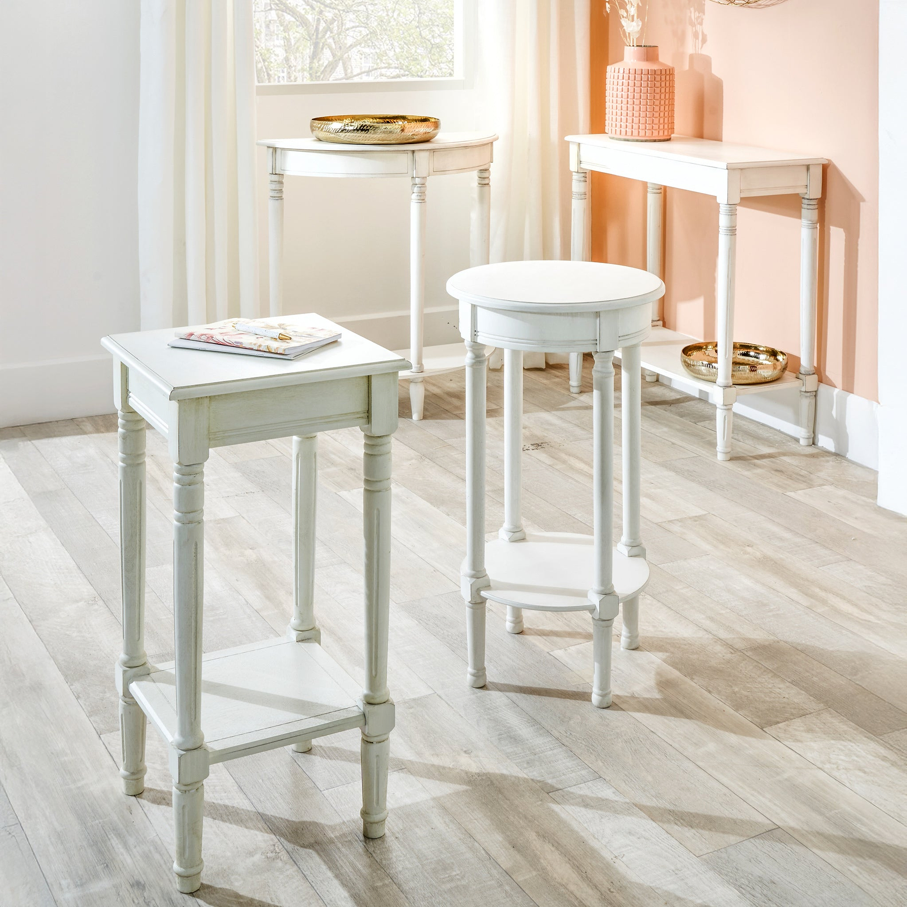 Heritage Elizabeth White Pine Wood Console Table from Roseland Furniture