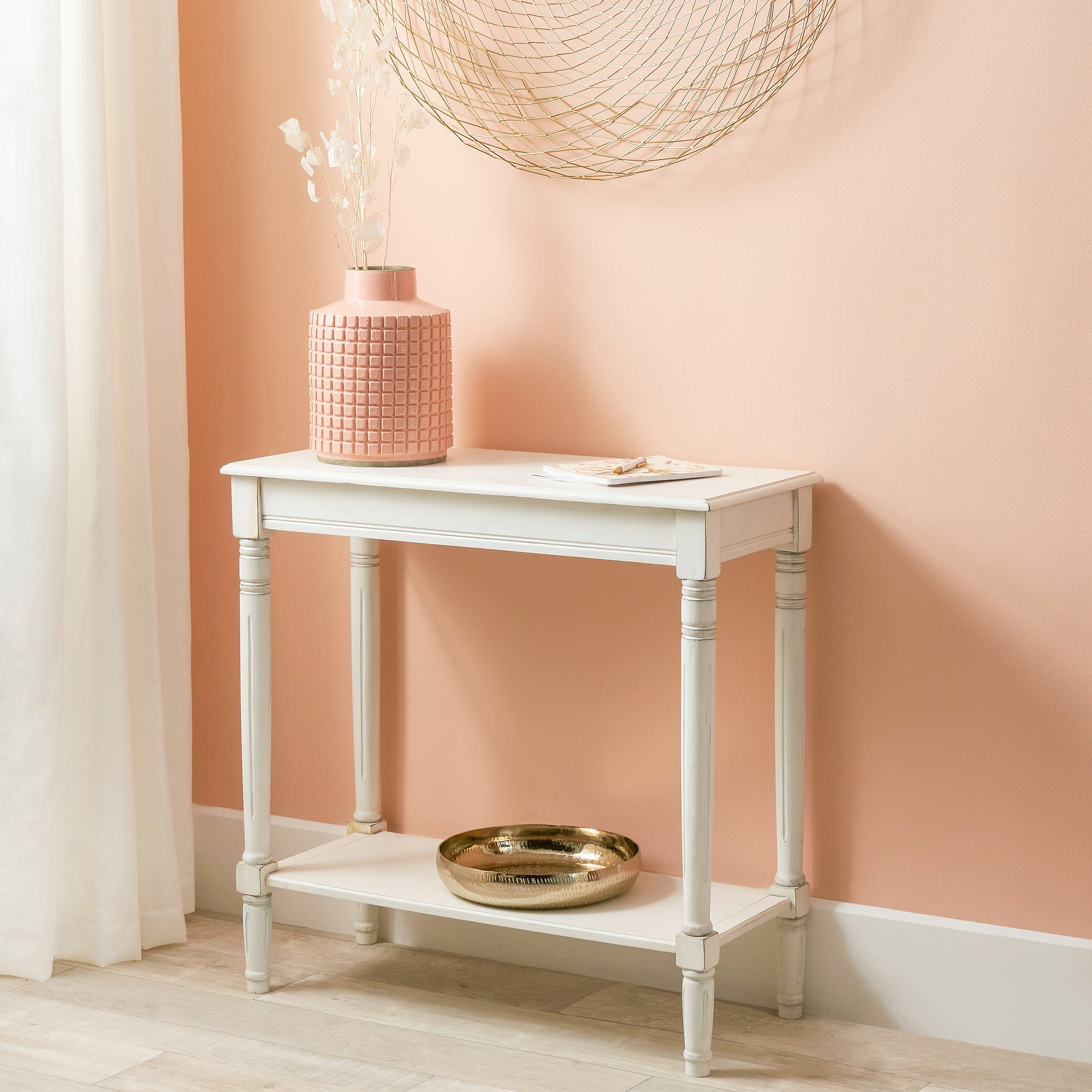 Heritage Elizabeth White Pine Wood Console Table from Roseland Furniture