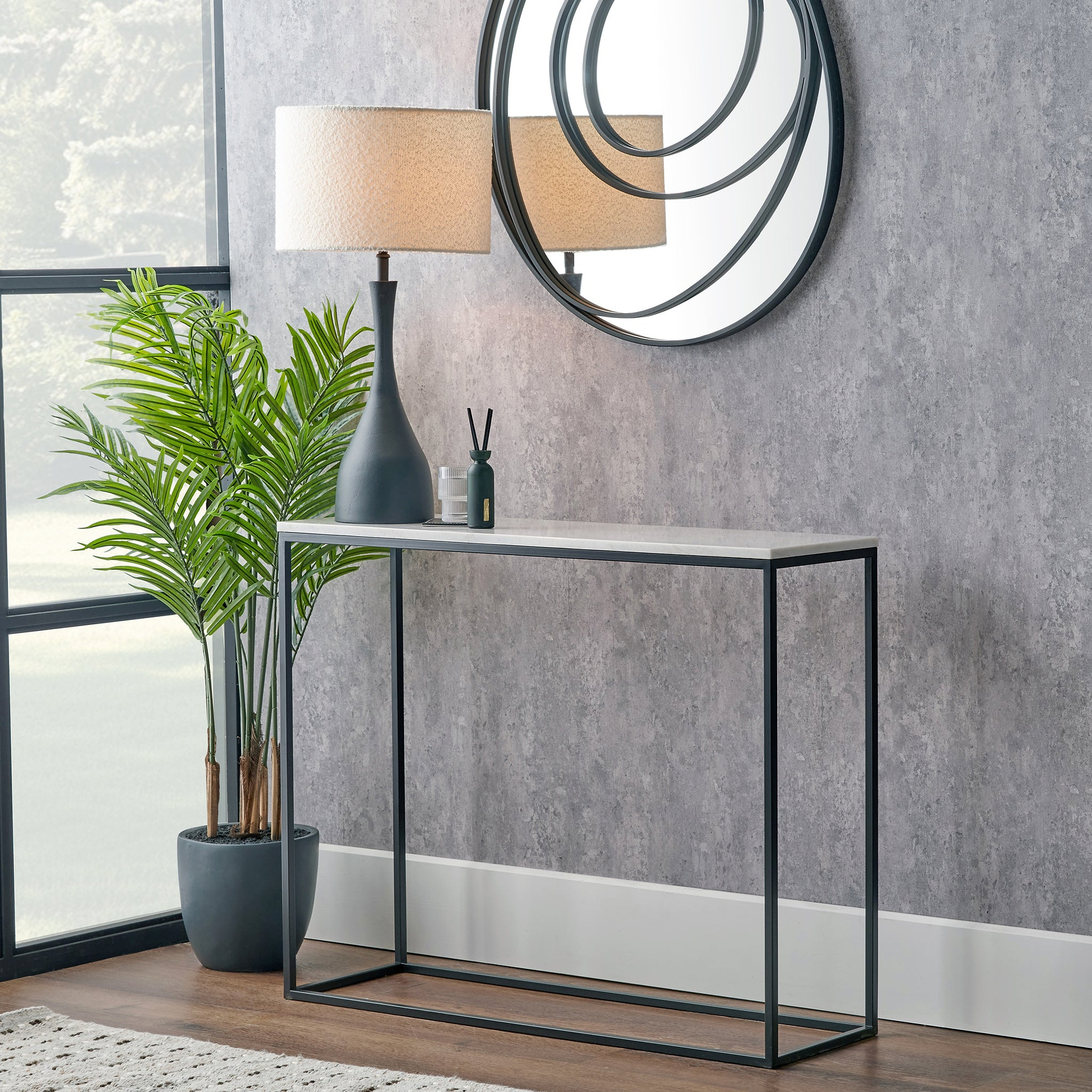 Kalani White Marble Rectangular Console Table from Roseland Furniture