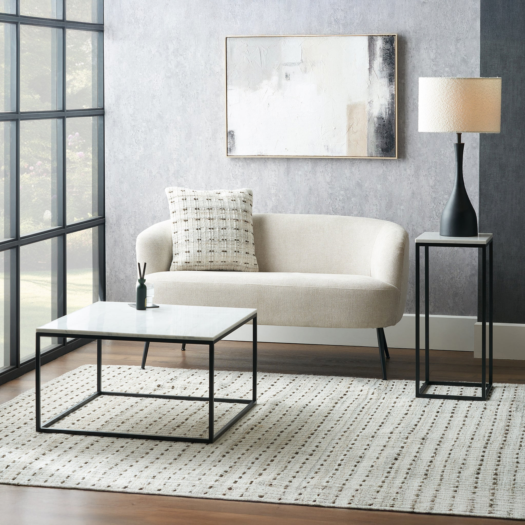 Kalani White Marble Square Side Table from Roseland Furniture