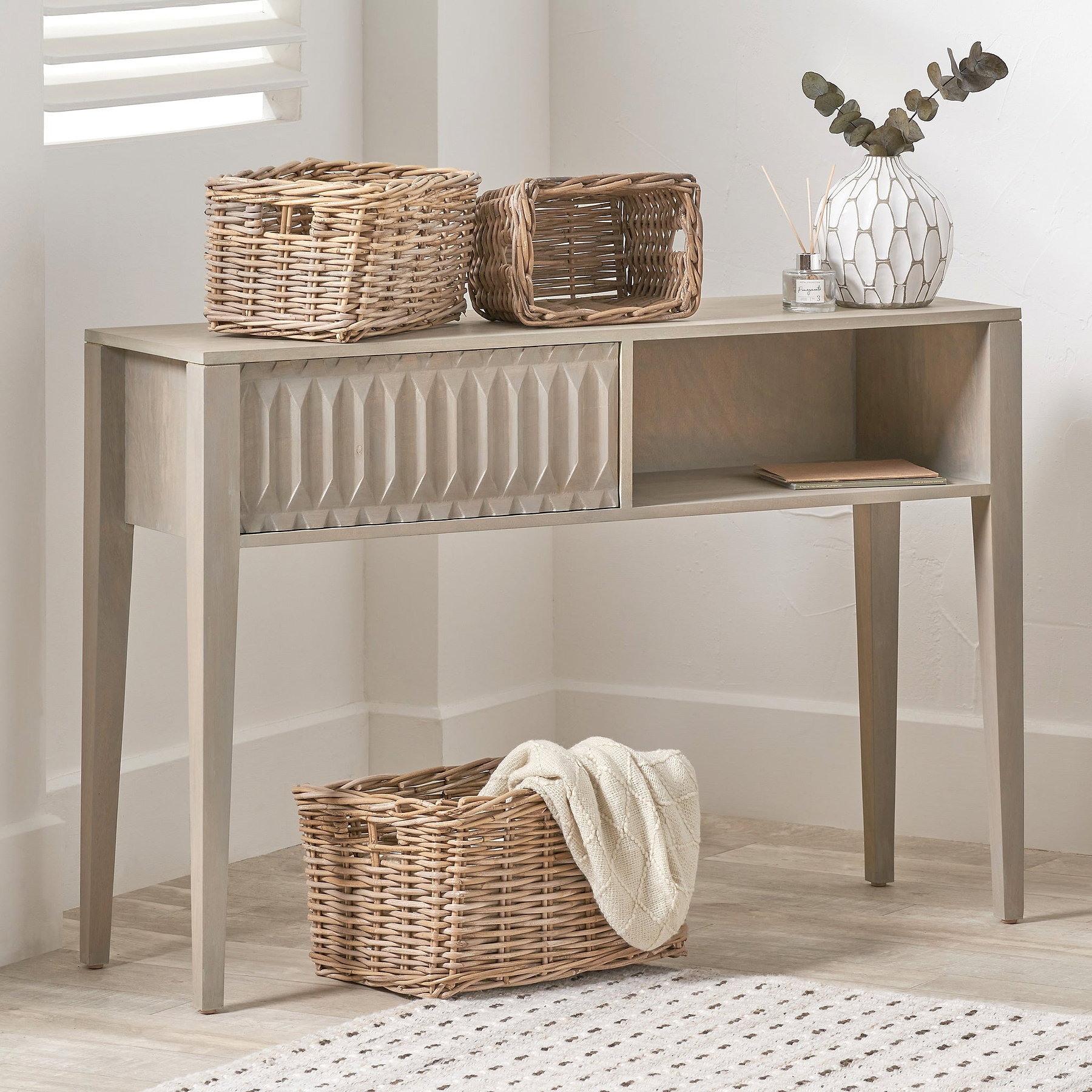 Khao Light Grey 1 Drawer Console Table from Roseland Furniture