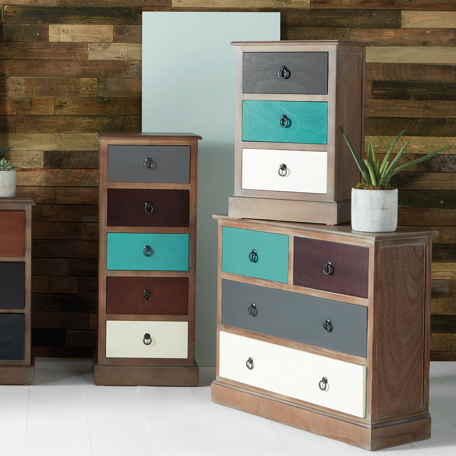 Loft Blue Multicoloured 3 Drawer Unit from Roseland Furniture